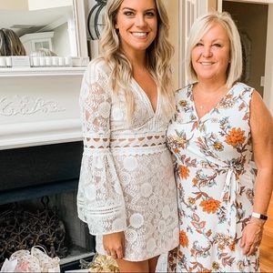 Red dress boutique Clear thoughts white lace dress